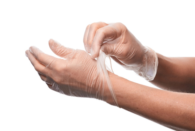 Disposable clear vinyl gloves powder free, vinyl gloves lightly powdered food service, vinyl examination gloves