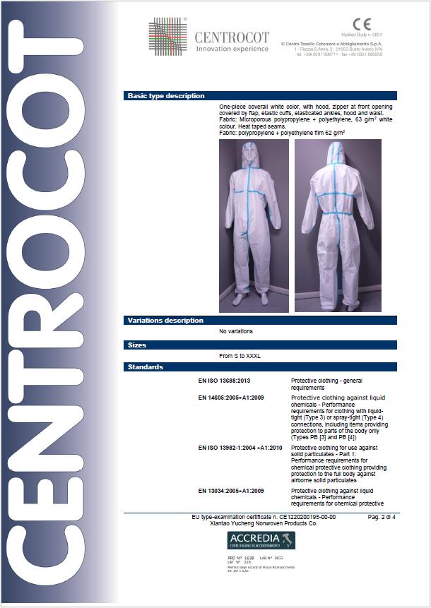 Disposable Protective Clothing Coveralls CE