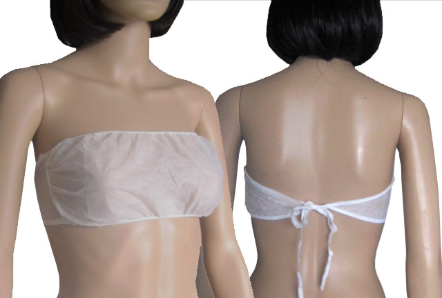 Disposable bra strapless with back tie
