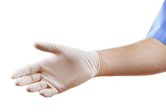 Latex surgical gloves