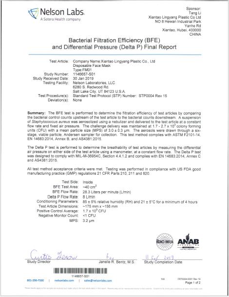 Nelson Labs Test Report EN14683