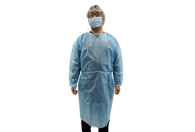 Blue Non Woven Isolation Gown with Tie-back, Disposable Visitor Gown TNT, Ropa desechable