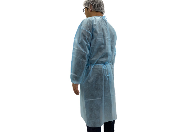 Blue Non Woven Isolation Gown with Tie-back, Disposable Visitor Gown TNT, Ropa desechable, Bata de aislamiento, Vestido de visitante