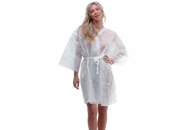 SPA Disposable Kimono White, Kimono TNT bianca, Kimono desechable Blanco