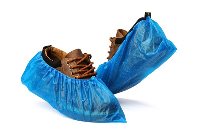 Disposable Blue CPE Shoe Cover Machine made, Disposable CPE Overshoes, Cubre Zapatos Desechable